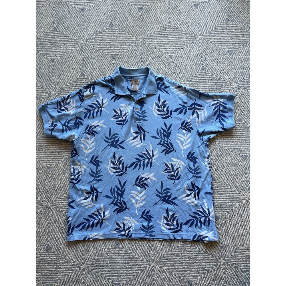 Catalina Island Wear Short Sleeve Polo Shirt - Cotton/Rayon Blue/White/Blue 2XL